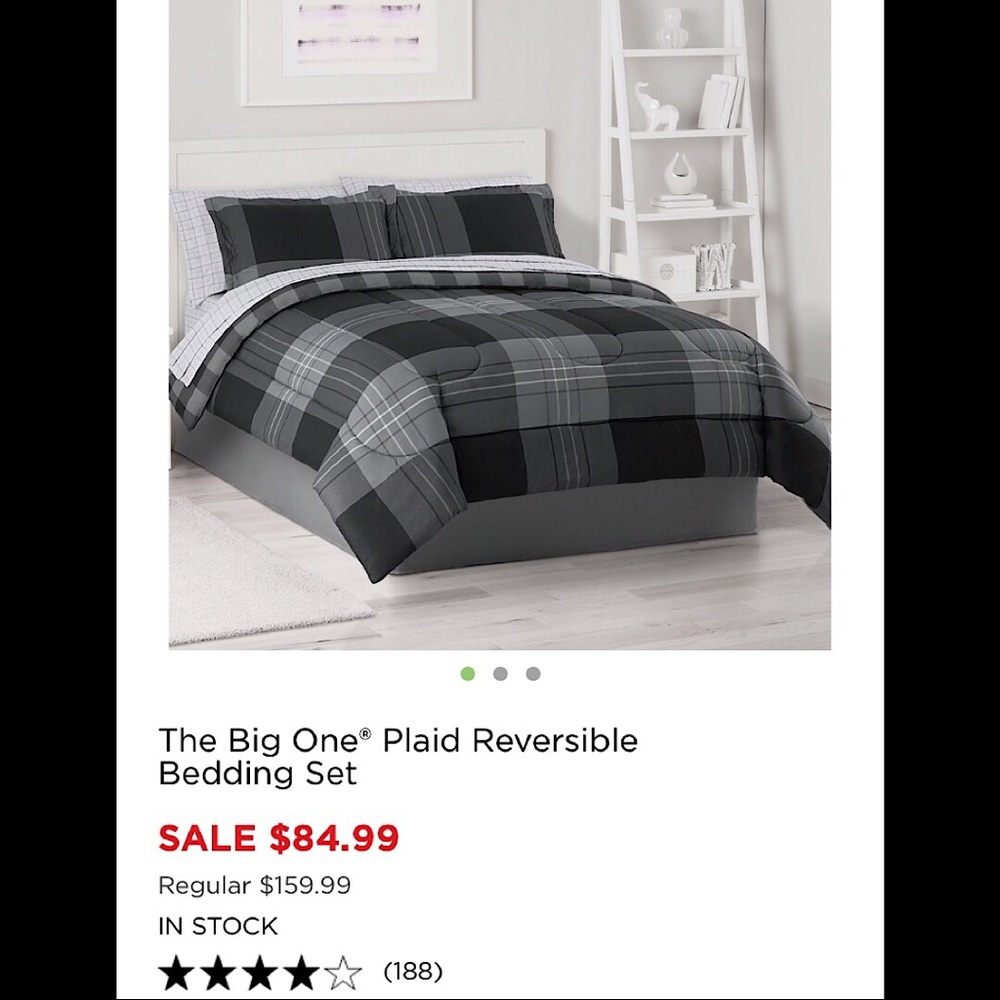 QUEEN SIZE Plaid Reversible Microfiber Bed Set